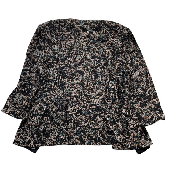 Alex Evenings formal Jacket Open front Black floral Size XL Metallic stretch - Picture 9 of 10